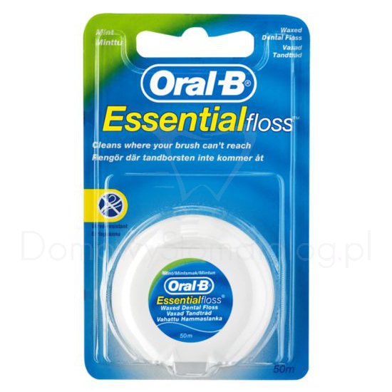 Nitka dentystyczna Oral-B Essential Floss 50 m MIĘTOWA - klasyczna, woskowana nić