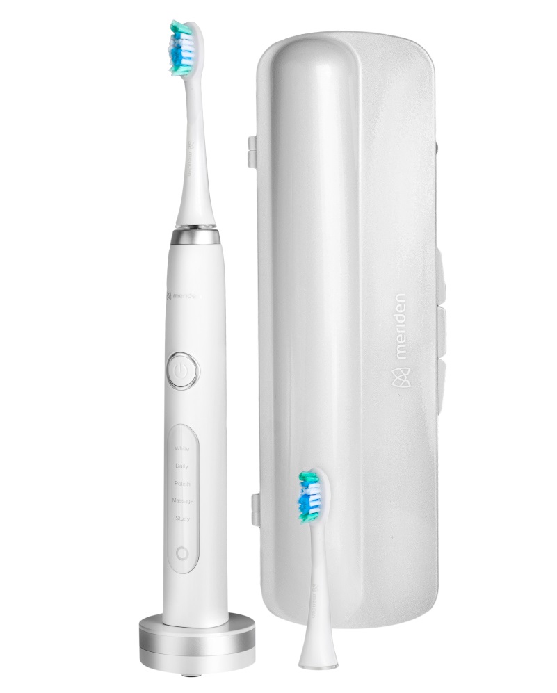 Meriden Professional White+ to 5 trybów czyszczenia zębów, pojemna bateria i ciekawe akcesoria