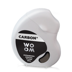 Nić WOOM Carbon+ 30 m - antybakteryjna nitka stomatologiczna z cząsteczkami węgla oraz ksylitolem