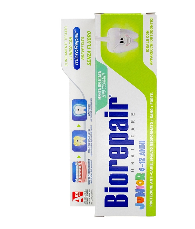 BioRepair Junior  6-12 lat 75 ml - pasta dla dzieci bez fluoru o delikatnym miętowym smaku