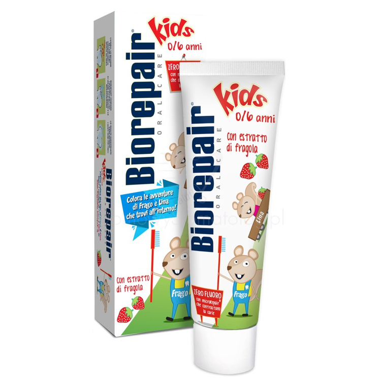 BioRepair Kids POZIOMKOWA 50 ml - wzmacniająca i remineralizująca pasta dla dzieci 